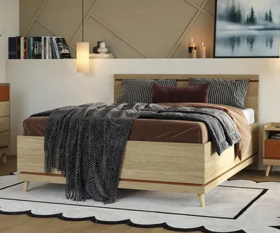 Łóżko z pojemnikiem SCANDI 51 160x200 - dąb olejowany/ceglany