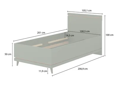 Łóżko z pojemnikiem SCANDI 54 100x200 - dąb olejowany/ceglany