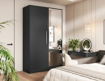 Szafa 2-drzwiowa ALARICA z lustrem - czarny