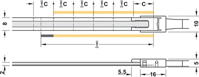 Taśma LED COB Häfele Loox5 Eco LED 2107, 12V, 8mm, 2x320 LED/m, 9,6 W/m, barwa od białej ciepłej do białej zimnej 2700-5000K, IP20, 5m