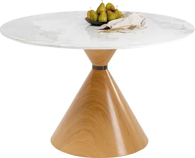 Stół okrągły CONO CERAMIC OakØ12 0cm - biały/dąb
