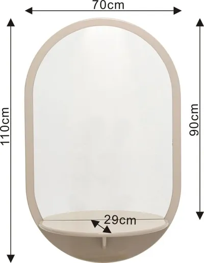 Lustro z półką GROOVE 70x110 - taupe połysk