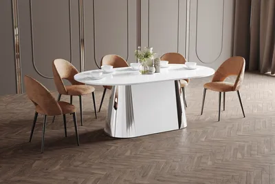 Stół rozkładany CAPITOLO GLAM 160/208x89 - matowy/biały/chrom