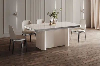Stół rozkładany PORTOFINO GLAM 160/412x100 - wysoki połysk/biały/chrom