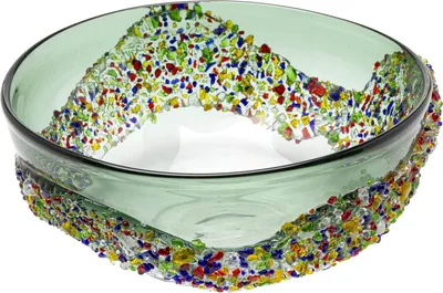 Misa dekoracyjna GLITTER CIRCLE 27 cm - zielony/wielokolorowy