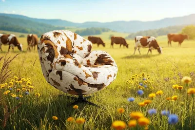 Fotel obrotowy CUTIE COW - biały/brązowy
