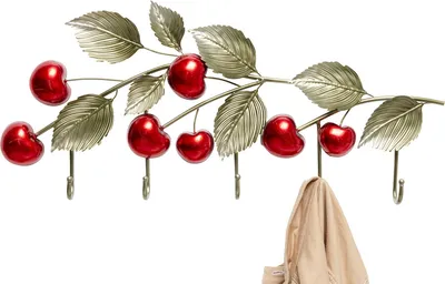 Wieszak ścienny CHERRIES - zielony/czerwony