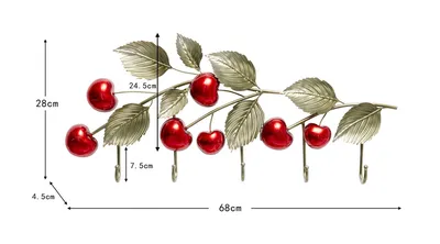 Wieszak ścienny CHERRIES - zielony/czerwony