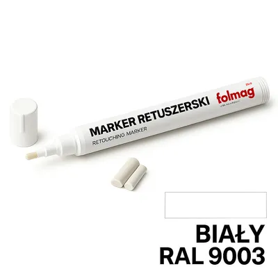 Pisak marker retuszerski do naprawy mebli RAL 9003 Biały 12 ml Folmag