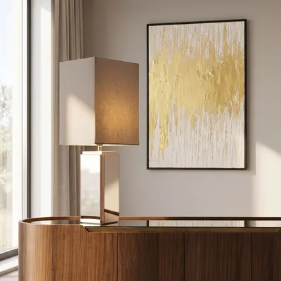 Lampa stołowa CUBE 60 cm - brązowy/lustrzany