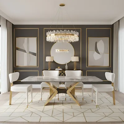 Stół z podstawą X MODIG M40 180x90 - biały marmur/złoty