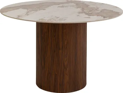 Stół okrągły RUBEN 120 cm - biały/brązowy