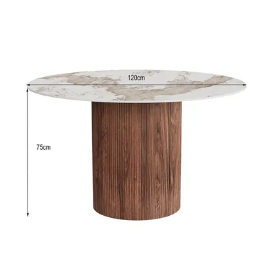 Stół okrągły RUBEN 120 cm - biały/brązowy