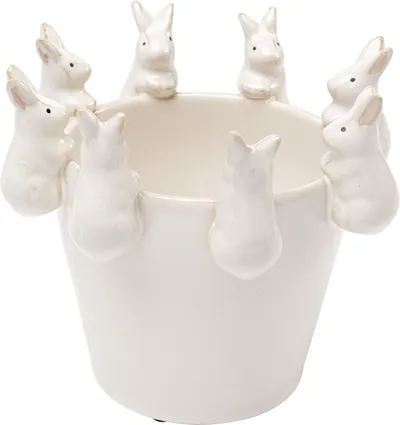 Wazon CUTE BUNNIES 14 cm - biały