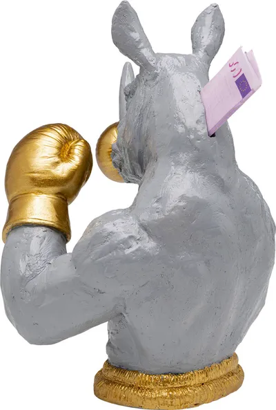 Skarbonka RHINO BOXER 30 cm - szary/złoty