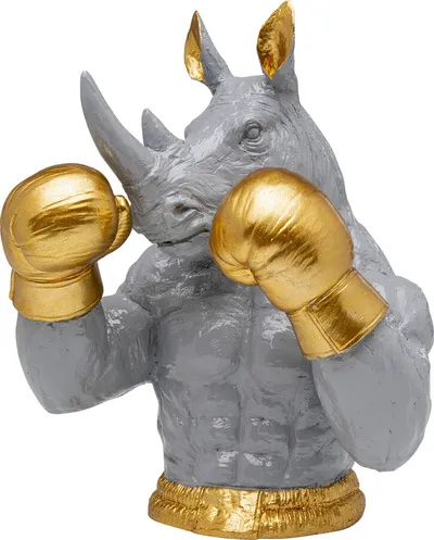 Skarbonka RHINO BOXER 30 cm - szary/złoty