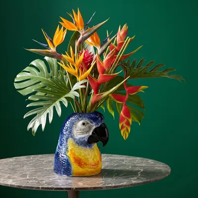 Wazon PARROT 19 cm - niebieski/żółty