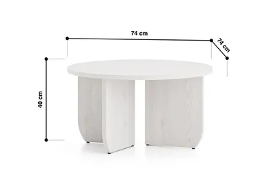 Stolik kawowy okrągły BLANCO 37 74 cm - sosna śnieżna