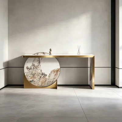 Konsola MODIG M49 - biały marmur/złoty szczotkowany