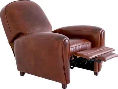 Fotel skórzany z funkcją relaks CIGAR LOUNGE - brązowy