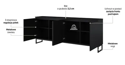 Komoda 4-drzwiowa MODO II 25 - czarny onyx
