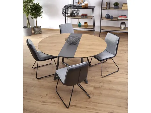 Stół okrągły rozkładany MORETTI 118 cm - dąb złoty/antracyt