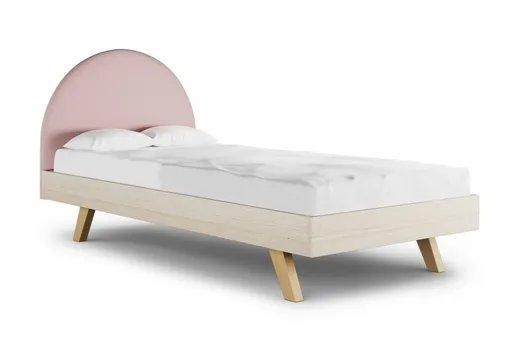 VELVIE MELI/RAW BEECH/BUK Łóżko z tapicerowanym zagłówkiem PILLE LEGS BASIC