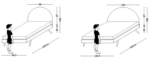 Łóżko z tapicerowanym zagłówkiem PILLE LEGS BASIC