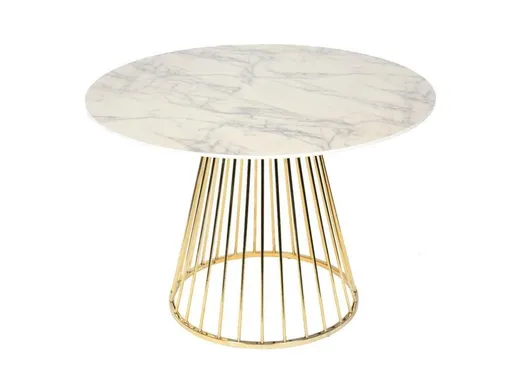 Stół okrągły GLAM MARBLE 110 - okleina marmurowa/złoty