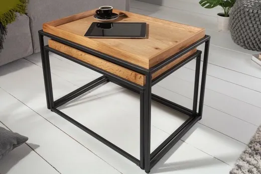 Zestaw stolików ELEMENTS czarne - MDF, metal