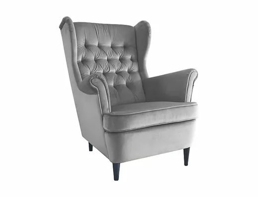 Fotel uszak HARRY Velvet - szary Bluvel 14