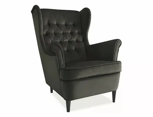 Fotel uszak HARRY Velvet - czarny Bluvel 19