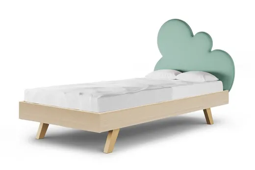 NATUR MINT/RAW BEECH/BUK Łóżko z tapicerowanym zagłówkiem CLOUD CHMURKA LEGS BASIC