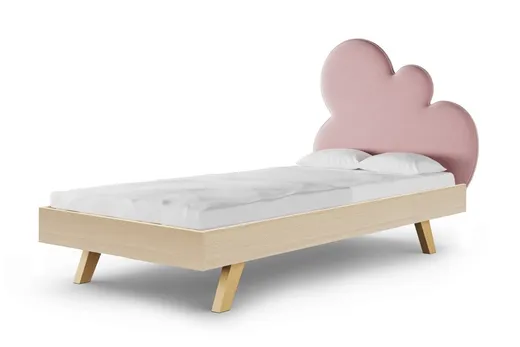 VELVIE MELI/RAW BEECH/BUK Łóżko z tapicerowanym zagłówkiem CLOUD CHMURKA LEGS BASIC
