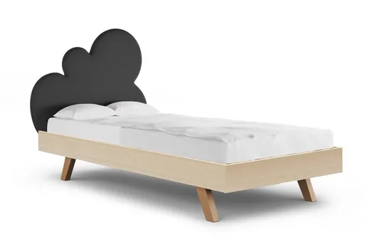 VELVIE NEVI/RAW BEECH/BUK Łóżko z tapicerowanym zagłówkiem CLOUD CHMURKA LEGS BASIC