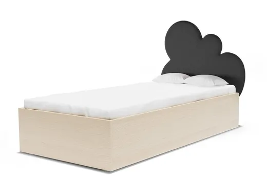 VELVIE BLACK/RAW BEECH Łóżko z pojemnikiem CLOUD CHMURKA BOX BASIC
