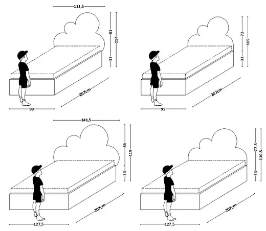 Łóżko z pojemnikiem CLOUD CHMURKA BOX TEXTI