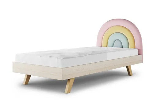 PASTELE/RAW BEECH/BUK Łóżko RAINBOW TĘCZA LEGS BASIC