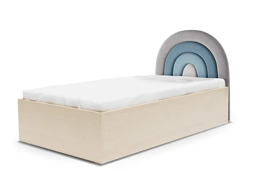 BŁĘKITY/RAW BEECH Łóżko z pojemnikiem RAINBOW TĘCZA BOX BASIC