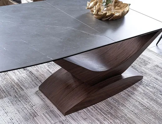 Stół rozkładany DOLCE CERAMIC 180/240x95 - szary/orzech