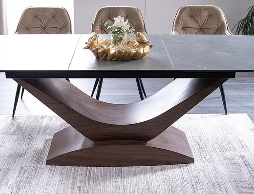 Stół rozkładany DOLCE CERAMIC 180/240x95 - szary/orzech