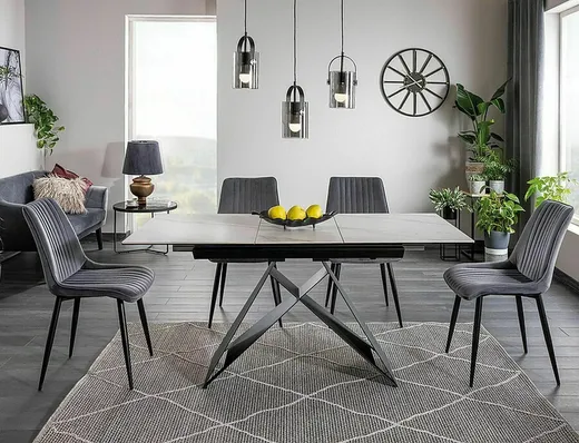 Stół rozkładany WESTIN SC 120/160x80 - biały/czarny mat
