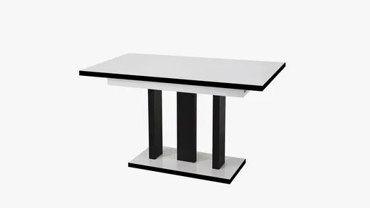 Stół rozkładany APPIA BLACK 130/210x80 - biały połysk