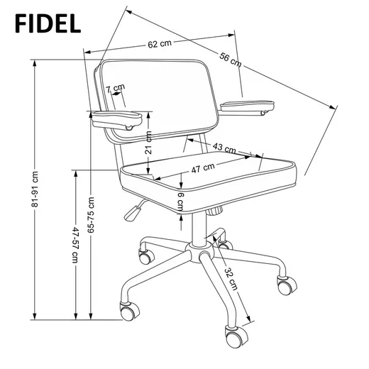 Fotel biurowy FIDEL - popielaty