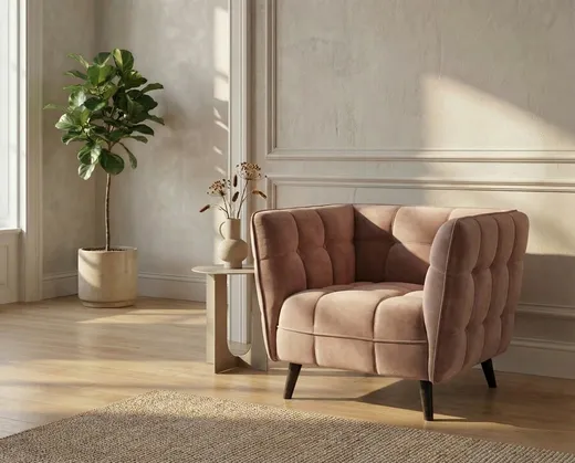 Fotel CASTELLO 1 Velvet - ciemny beżowy Bluvel 40