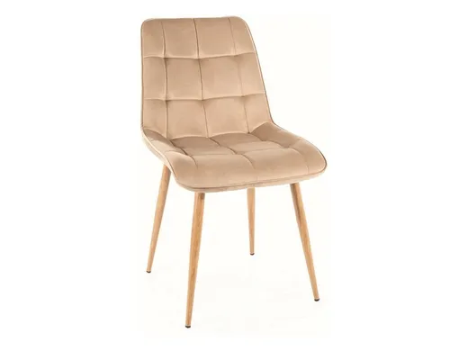Krzesło welurowe pikowane CHIC D Velvet - dąb/beżowy Bluvel 28