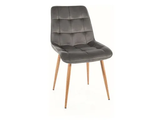 Krzesło welurowe pikowane CHIC D Velvet - dąb/szary Bluvel 14