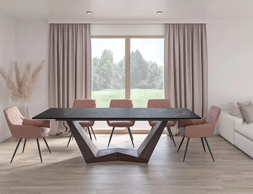 Stół rozkładany BONUCCI Ceramic 200/250x98 - czarny/orzech