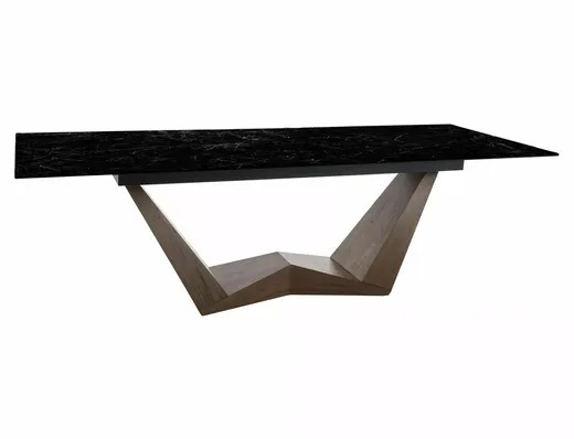 Stół rozkładany BONUCCI Ceramic 200/250x98 - czarny/orzech