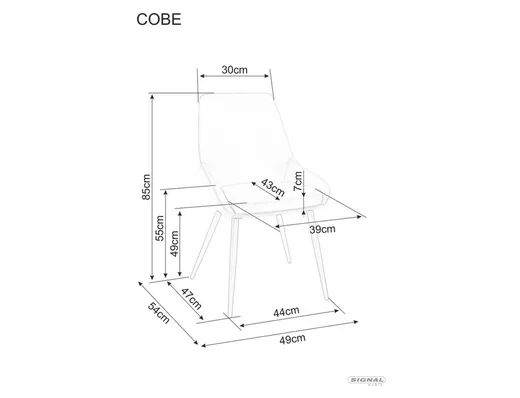 Krzesło tapicerowane welurowe COBE Velvet - szary Bluvel 14